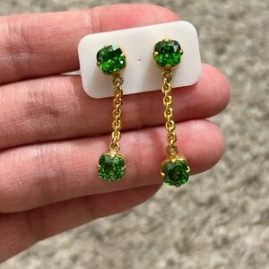 14K Gold Plated Lab created Emerald Earrings